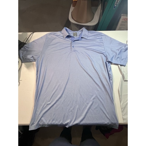 Callaway Men's Opti-Dri Golf Polo XL Gingham Light Blue Performance EUC - Picture 1 of 10